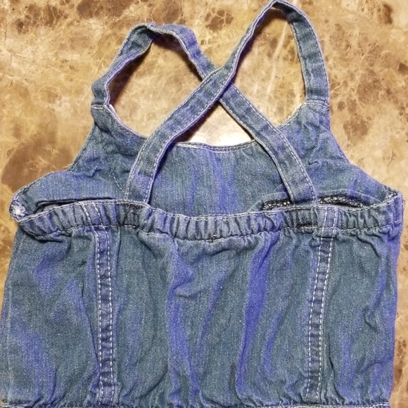 Size 3T light Jean Romper with white lace - Picture 6 of 7